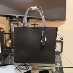 Banana Republic Black Pebble Leather And Suede Tote
